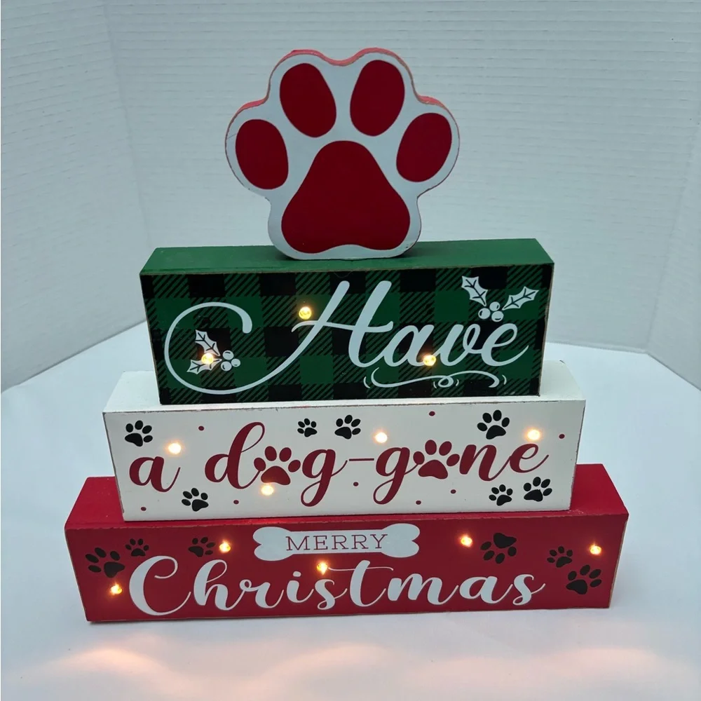 Christmas Dog Paw Light-Up Decor